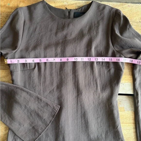 Flowy Ruffled Mini Dress, Chocolate Brown, Zara, M, NWT - Picture 6 of 10